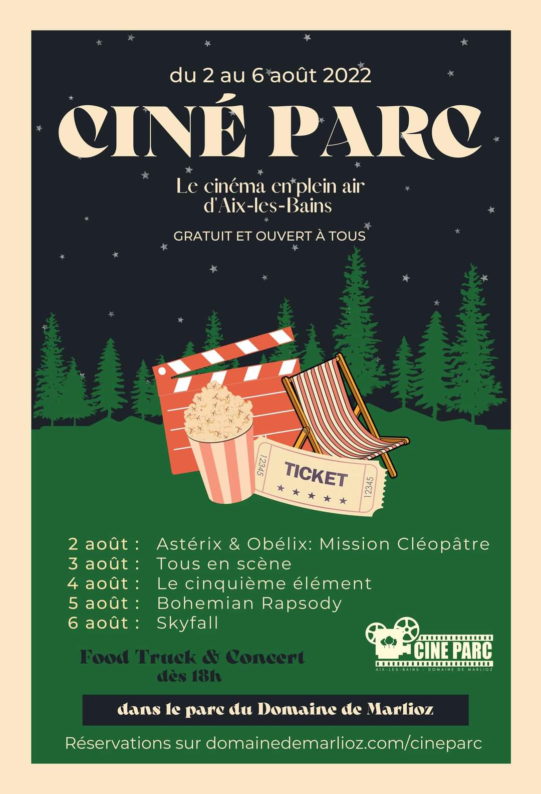 cine parc cinéma en plein air domaine marlioz aix les bains