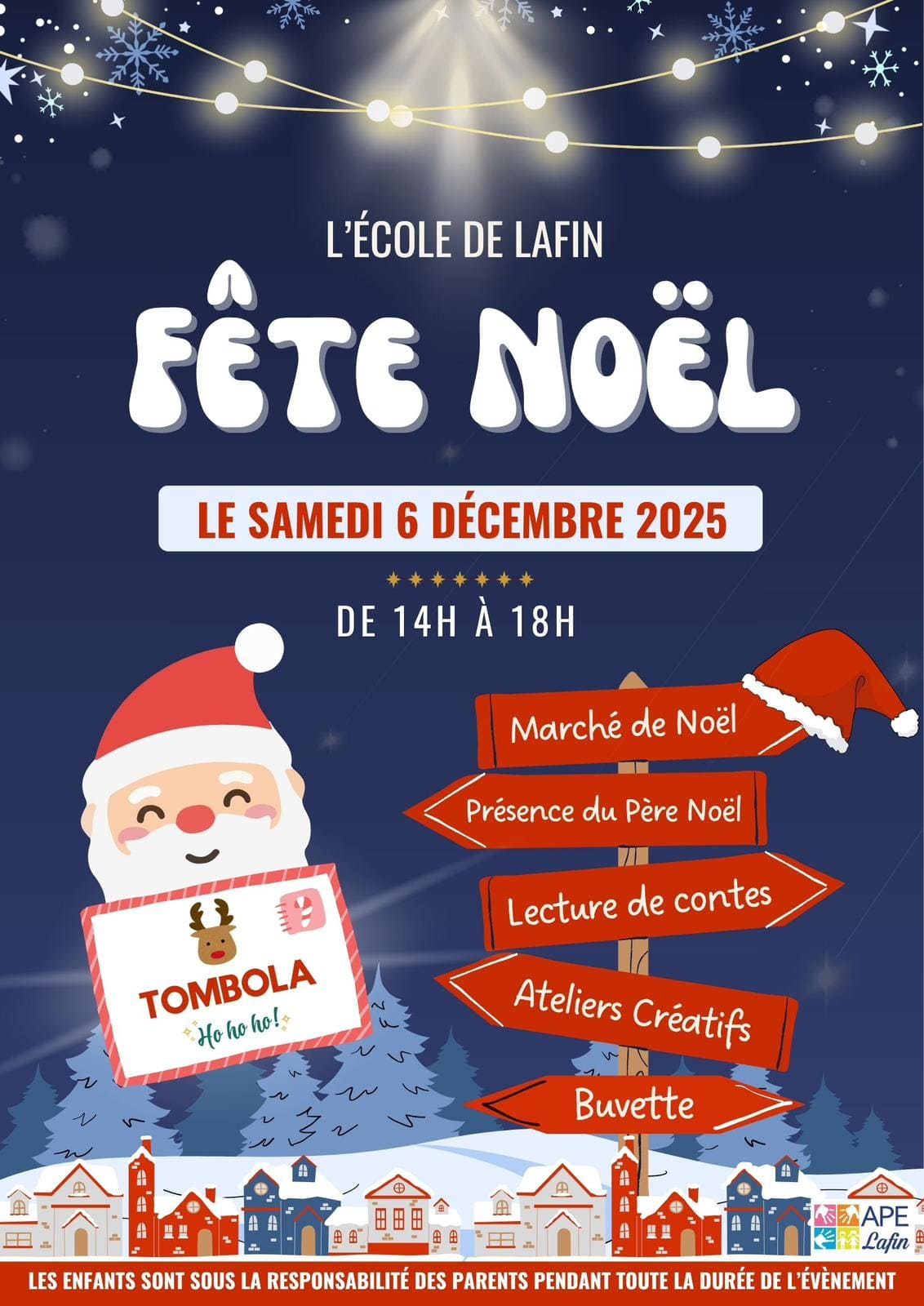 Affiche fête et marché de Noël de l’école de Lafin Affiche fête et marché de Noël de l'école de Lafin