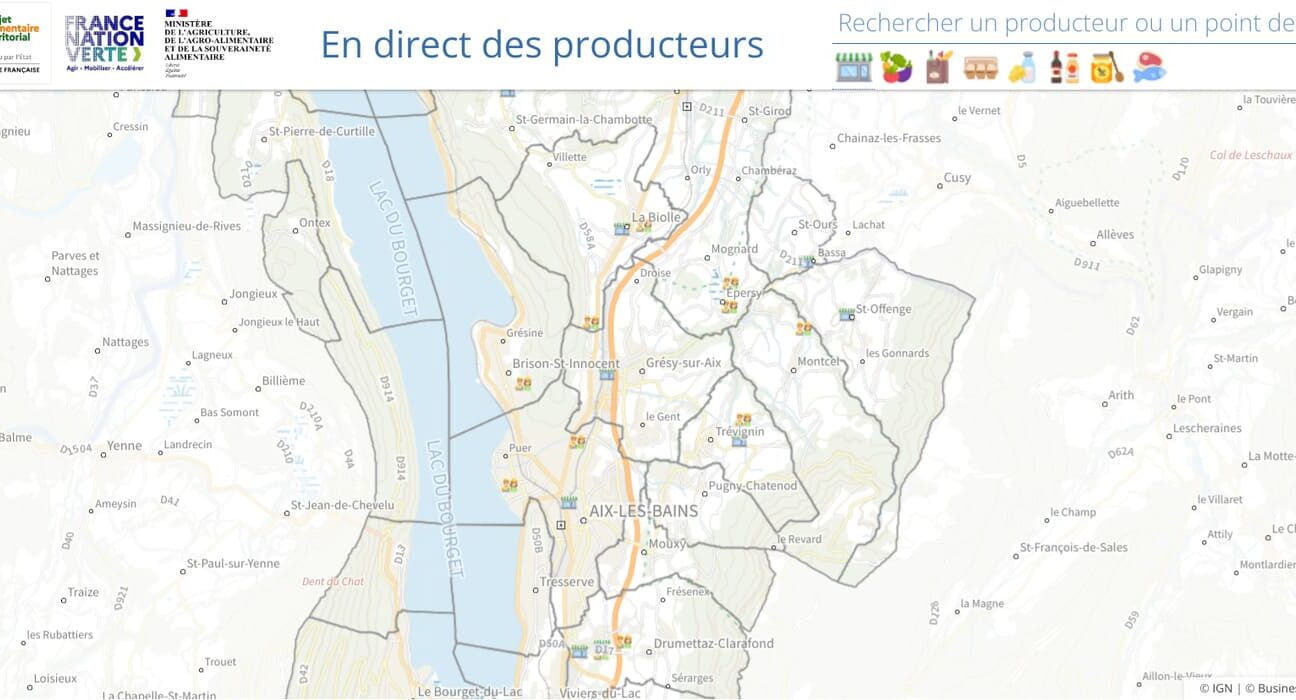 Carte Producteurs locaux lac du Bourget