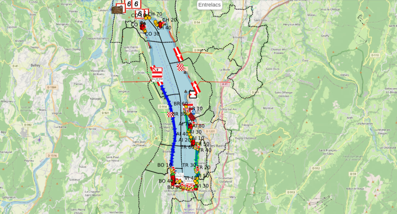 Carte interactive lac du Bourget balisage, zones interdites navigation